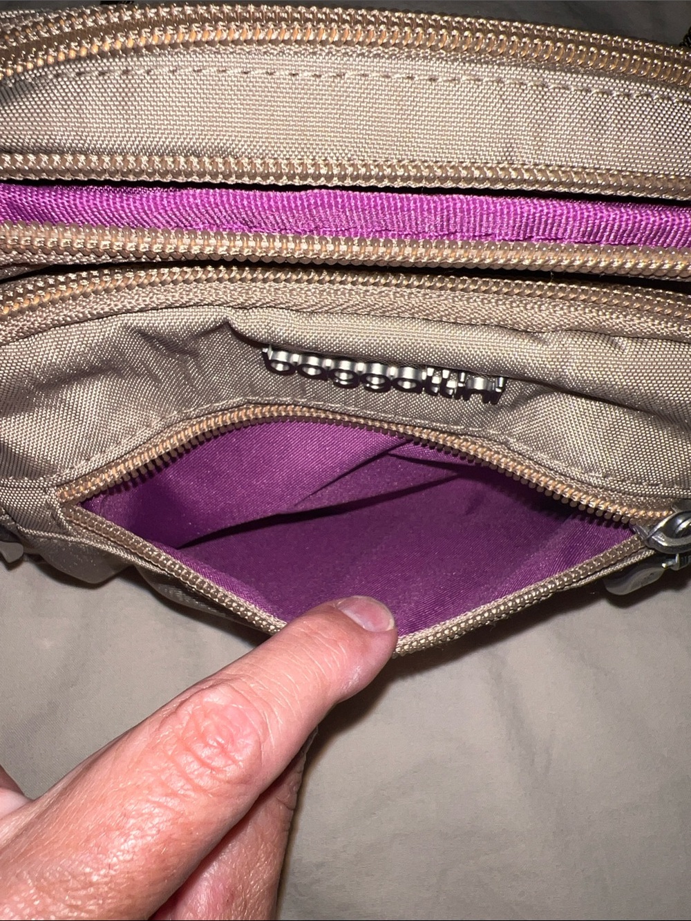Baggallini Taupe Triple Zip Crossbody Bag; NWT - Picture 2 of 7